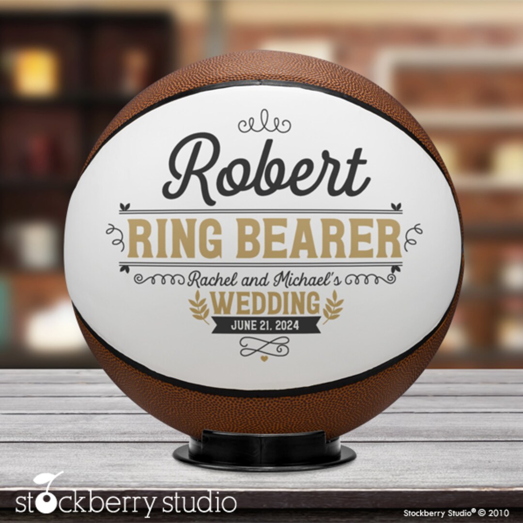 Ring Bearer Basketball Proposal Gift for Wedding Party Personalized Wedding Date Custom Groomsmen Ring Security Customizable with Name MakerPlace by